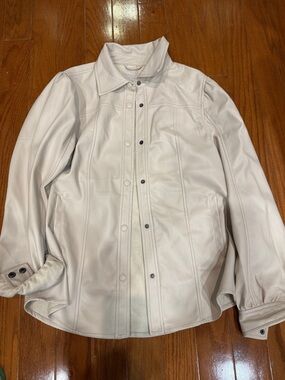 Blank NYC Cream Leather Snap-Front Shackleton